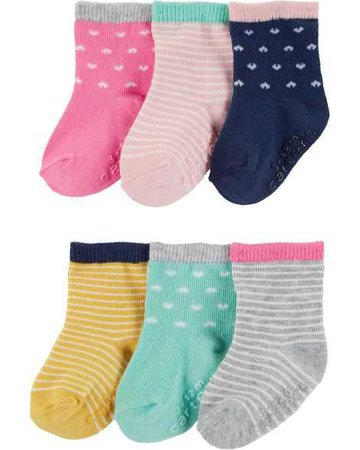 Baby Girl 6-Pack Heart Crew Socks | Carters.com