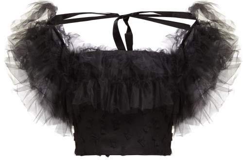 Tulle Trim Fil Coupe Bustier Top - Womens - Black