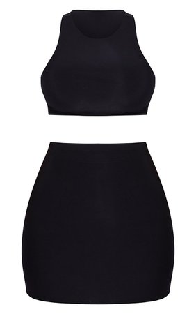 *clipped by @luci-her* Shape Black Racer Neck Top Bodycon Skirt 2 Pack | PrettyLittleThing USA