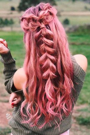 Pink Braided Hairstyle