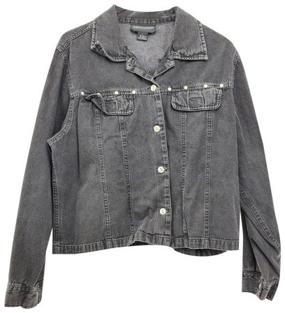 *clipped by @luci-her* Vintage Grey Washed Out Crop Chambray Button Up Shirt Button-down Top Size 12 (L) - Tradesy
