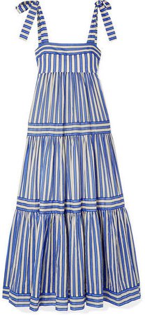 Verity Tiered Striped Cotton-voile Maxi Dress - Blue