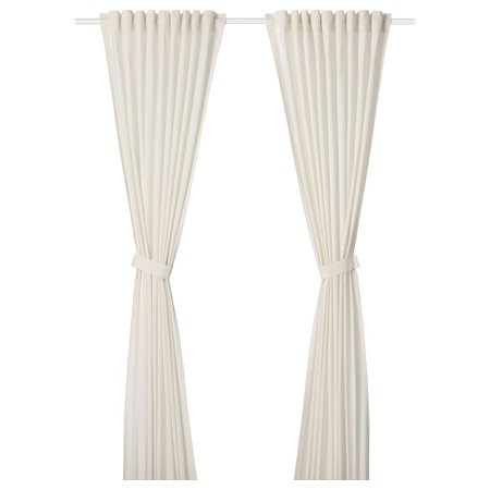 AMILDE Curtains with tie-backs, 1 pair - white - IKEA