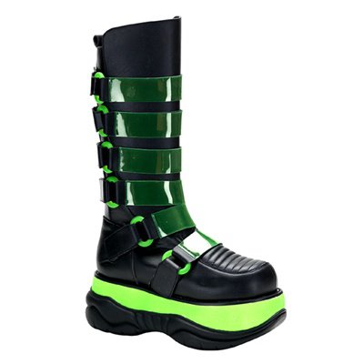 Demonia NEPTUNE-310UV Mens Black Cyber Goth Platform Boots - Demonia Shoes - SinisterSoles.com