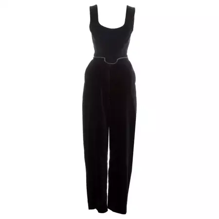 Vivienne Westwood black velvet corset and pants ensemble, fw 1992 For Sale at 1stDibs