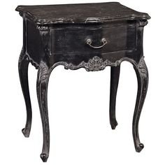 Moulin Noir French Bedside Table with Marble Top