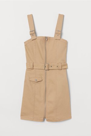 Twill Bib Overall Dress - Beige - | H&M US