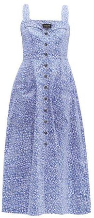 Fara Printed Cotton Blend Dress - Womens - Blue Multi