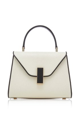 Retro Iside Small Leather and Canvas Top Handle Bag by Valextra | Moda Operandi