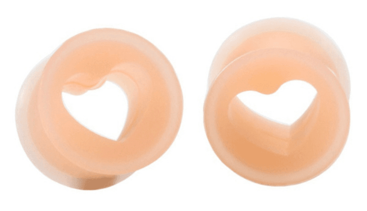 Nude silicone heart gauges