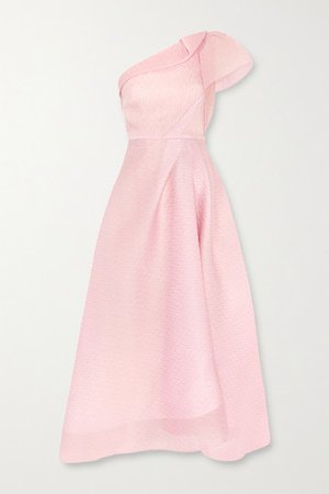 Ostuni One-shoulder Silk-blend Organza-jacquard Midi Dress - Blush