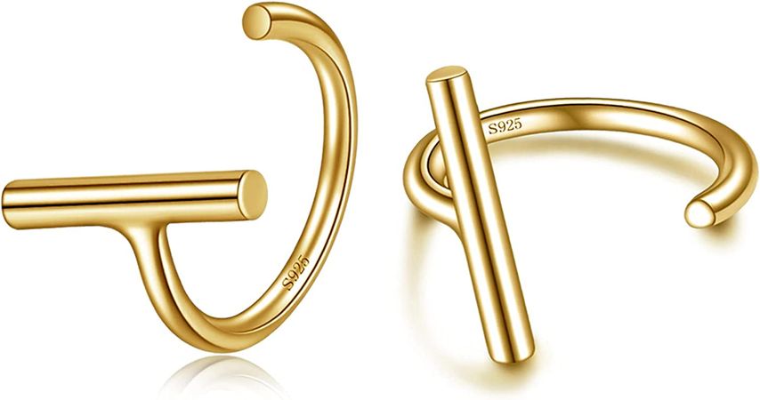 Amazon.com: Half Hoop Earrings Gold Plated 925 Sterling Silver Bar Huggie Hoop Earrings for Women Open Hoop Earrings Small Hugger Hoop Earrings: Clothing, Shoes & Jewelry