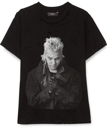 Lost Boys Distressed Printed Cotton-jersey T-shirt - Black