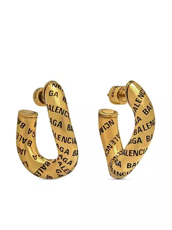 Balenciaga logo-print Hoop Earrings - Farfetch