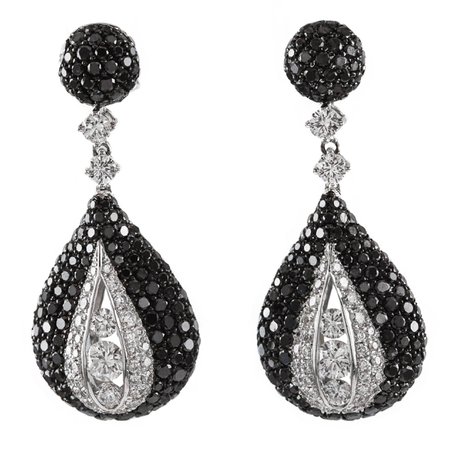 Black Jet Earring with Diamonds For Sale at 1stDibs | jet earrings