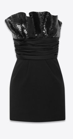 Black strapless sequence dress