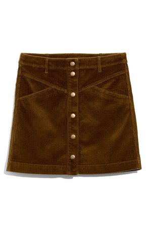 Madewell Corduroy A-Line Snap Miniskirt | Nordstrom