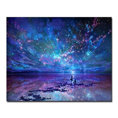 Amazon.com: Fantasy Romantic Star Sea DIY Painting by Numbers Starry Sky Aurora Oil Pictures Hand Paint Coloring Canvas Home Wall Art Decor