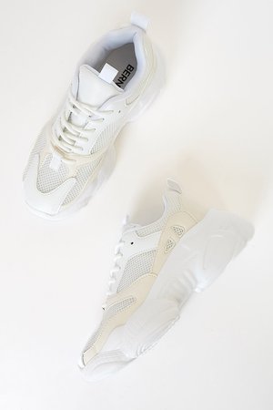 White and Beige Sneakers - Chunky Sneakers - Dad Sneakers - Lulus
