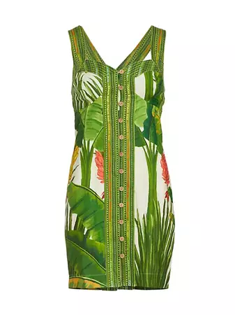 Shop Farm Rio Fresh Forest Scarf Sweetheart-Neck Minidress | Saks Fifth Avenue
