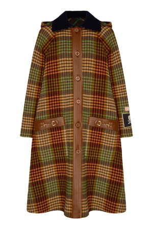 Клетчатое пальто оверсайз с декором Horsebit Gucci – купить в интернет-магазине в Москве