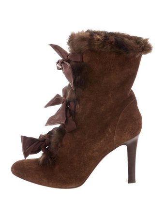 Philosophy di Alberta Ferretti Suede Fur-Trimmed Ankle Boots - Shoes - WPH27167 | The RealReal