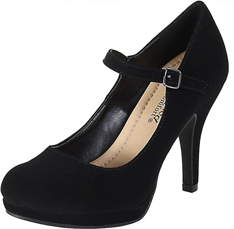 Amazon.com | City Classified Women's Comfort Dennis Mary Jane High Heel, Black, 8.5 | Pumps