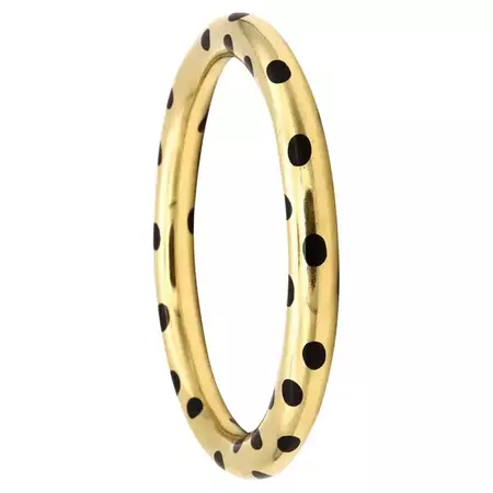 Tiffany and Co. 1975 by Angela Cummings Dots Bangle in 18Kt Gold with Black Jade For Sale at 1stDibs
