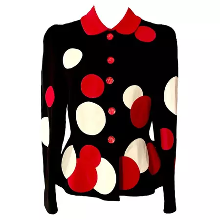 Vintage 1990s The Nanny MOSCHINO polka dot jacket For Sale at 1stDibs
