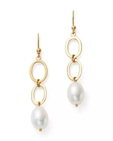 Bloomingdale's Cultured Freshwater Pearl Double Link Drop Earrings in 14K Yellow Gold - 100% Exclusive