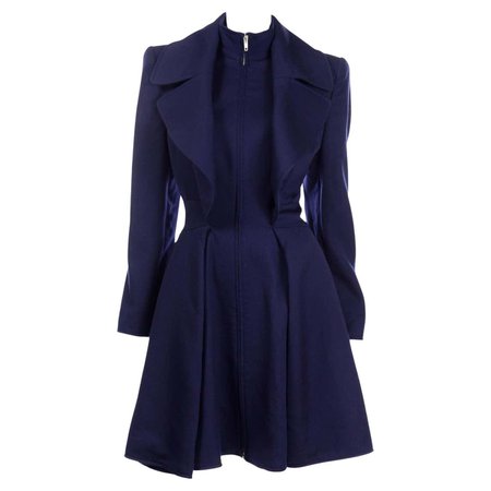 Claude Montana Vintage Layered Princess Coat in Royal Blue Wool For Sale at 1stDibs
