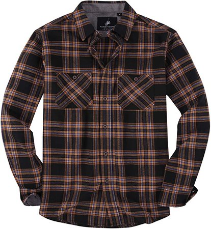 Alex Vando Mens Button Down Shirts Regular Fit Long Sleeve Casual Plaid Flannel Shirt, Navy/Burgundy/Brown, S at Amazon Men’s Clothing store