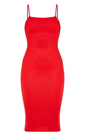 PLT Red Strappy Midi Dress