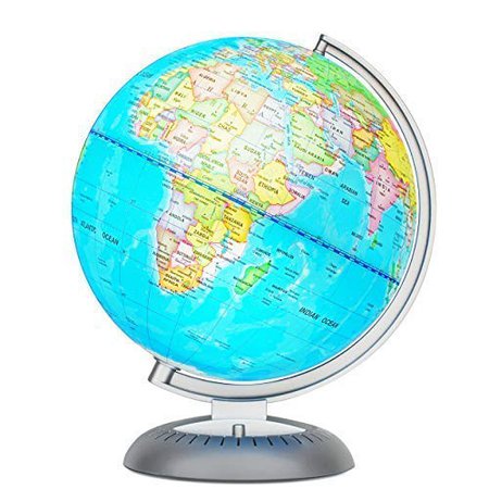 Amazon.com: Illuminated World Globe for Kids with Stand – Built-in LED Light Illuminates for Night View – Colorful, Easy-Read Labels of Continents, Countries, Capitals & Natural Wonders, 8": Office Products