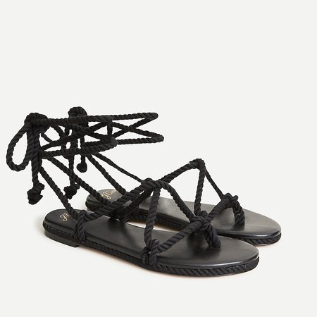 J.Crew: Rope Lace-up Flat Sandals For Women