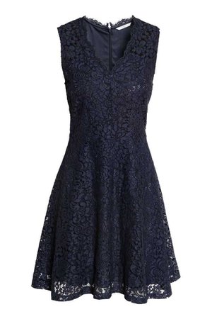 V-neck lace dress - Dark blue - Ladies | H&M GB