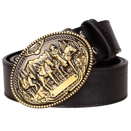 Fashion men's leather belt Wild cowboy belt Western