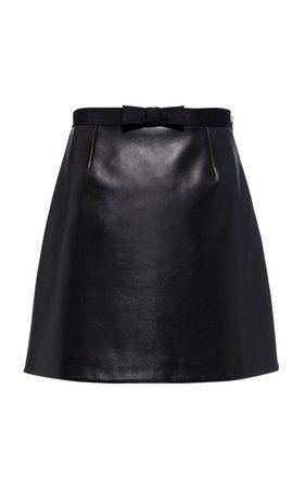 Bow-Accented Nappa Leather Mini Skirt By Miu Miu | Moda Operandi