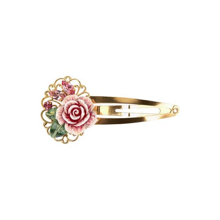 Occasion Kids Pink Rose Hair Clip- Gold
