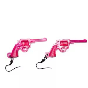 pink gun earrings