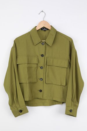Olive Green Shirt Jacket - Olive Green Shacket - Safari Shacket - Lulus