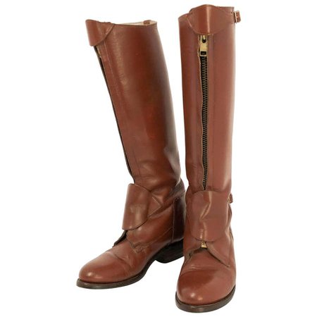 1940's Cordovan Colored Leather Riding Boots For Sale at 1stdibs