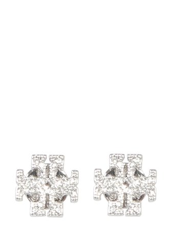Tory Burch Crystal Logo Earrings