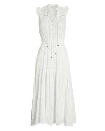 Kivari Serena Shirred Cotton Midi Dress | INTERMIX®