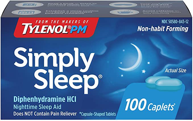 Amazon.com: Simply Sleep Nighttime Sleep Aid Caplets with 25 mg Diphenhydramine HCl, Non-Habit Forming, 100 ct: Health & Personal Care