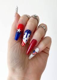 acrylic red white and blue nails - Google Search