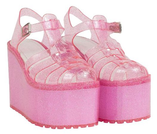jelly pink platform sandals