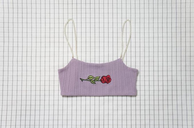 90's crop top embroidered rose crop top with faux pearl | Etsy