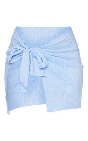Blue Mini Cotton Tie Sarong | Swimwear | PrettyLittleThing