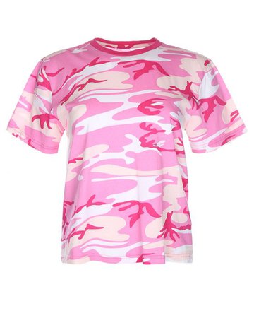 Y2K 90S PINK CAMOUFLAGE T-SHIRT - M